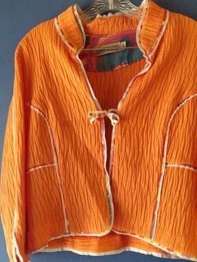 Bella Canvas Bright Orange Textured Tie-Front Jacket